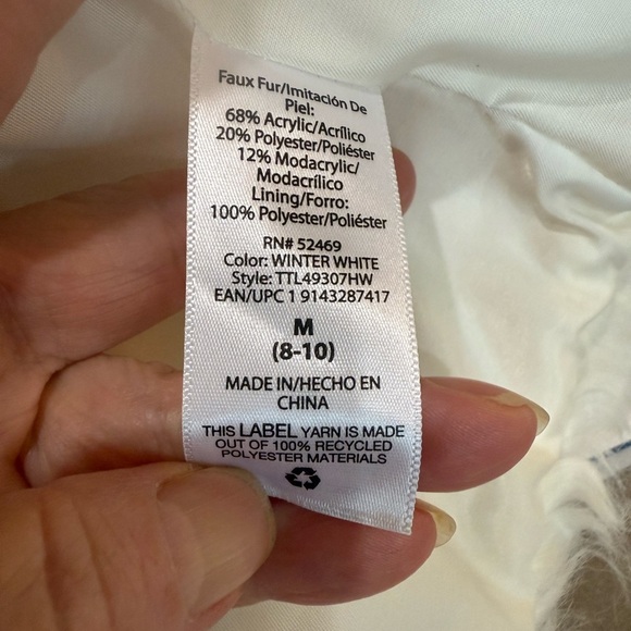 Time and Tru Elegant white faux fur lined sleeveless Vest Women’s size Med NWOT - Picture 4 of 8